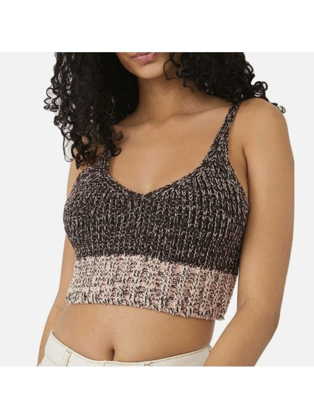 Free people here all day knit bralette crop top size medium